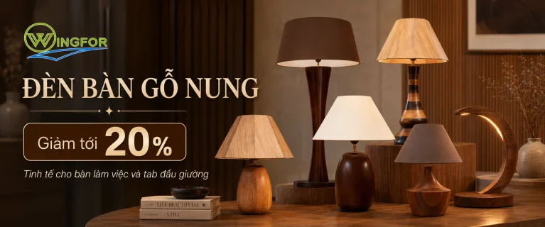 Đèn bàn gỗ tự nhiên Wingfor giảm tới 20%