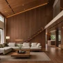 Một hệ vật liệu xuyên suốt: từ sàn, tường, trần đến cửa và lighting
