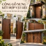 Cổng gỗ nung kết hợp kim loại, kính và đá: 7 cách tạo mặt tiền hiện đại, sang trọng