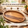 Đĩa gỗ nung dáng elip Wingfor: đường cong mềm cho Japandi, Wabi-sabi và không gian nghỉ dưỡng
